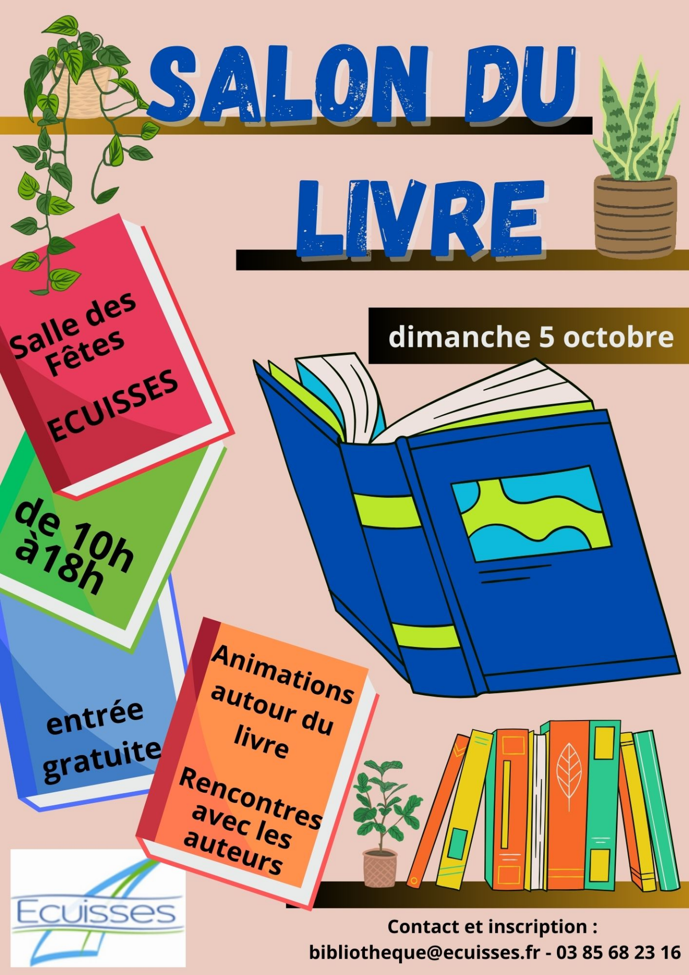 Salon du Livre d'Écuisses le 5 octobre 2025 de 10h à 18h à la salle des Fêtes d'Écuisses